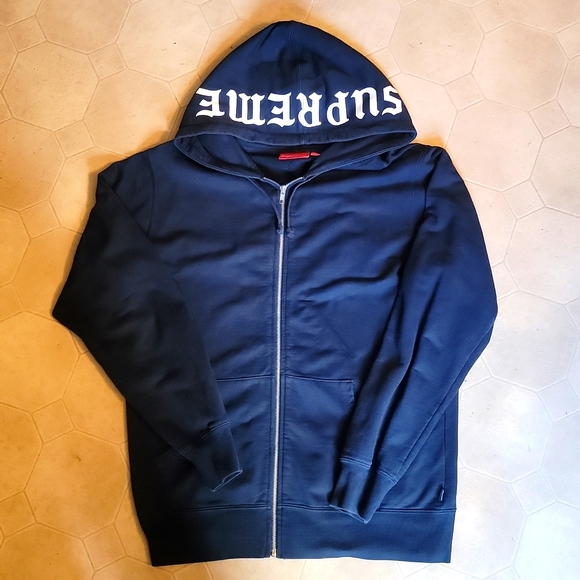 Supreme Other - Supreme Dark Blue w/ White lettering hoodie